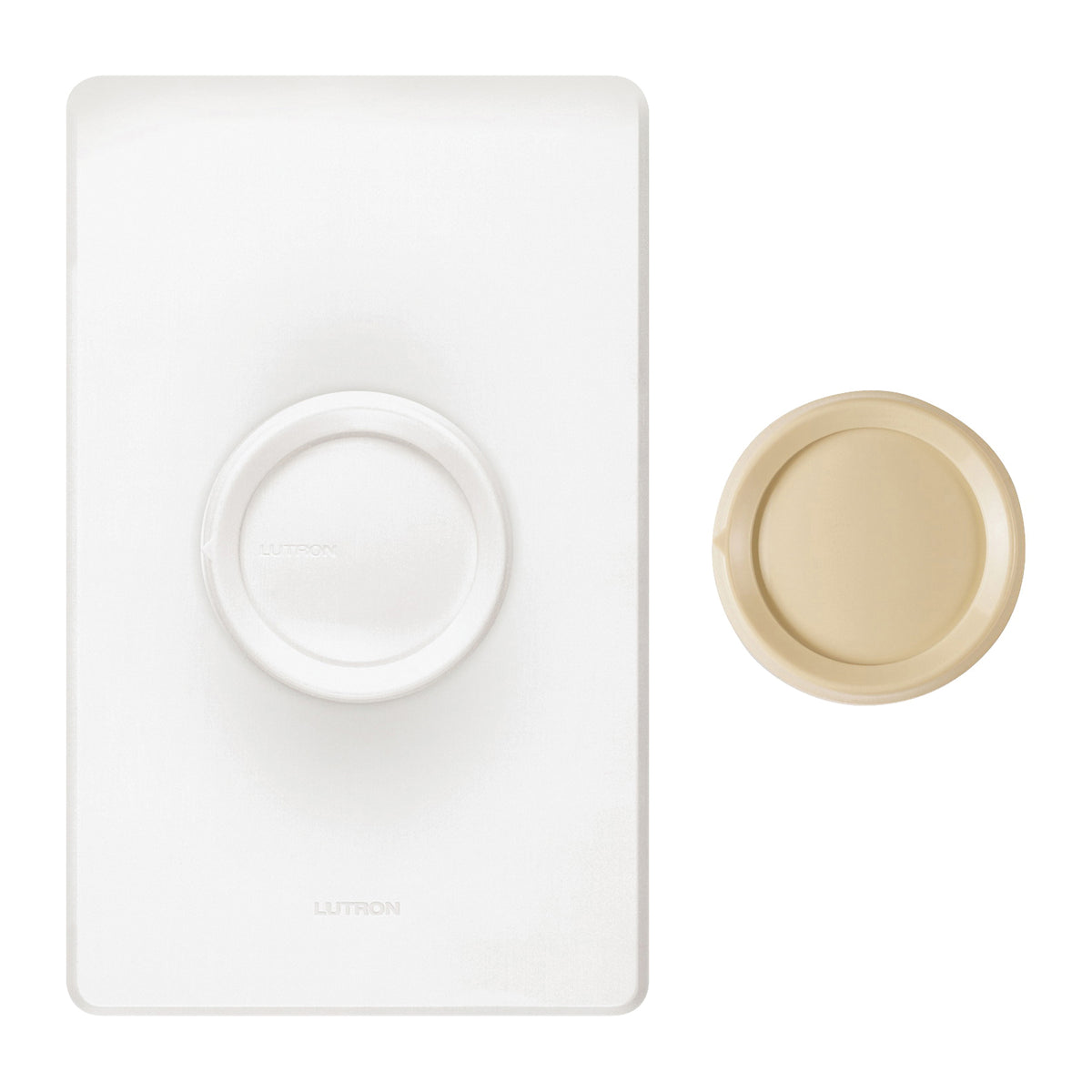 Lutron D-600RH-DK Rotary Dimmer, 120 V, 600 W, Incandescent Lamp, 3-Way, Ivory/White