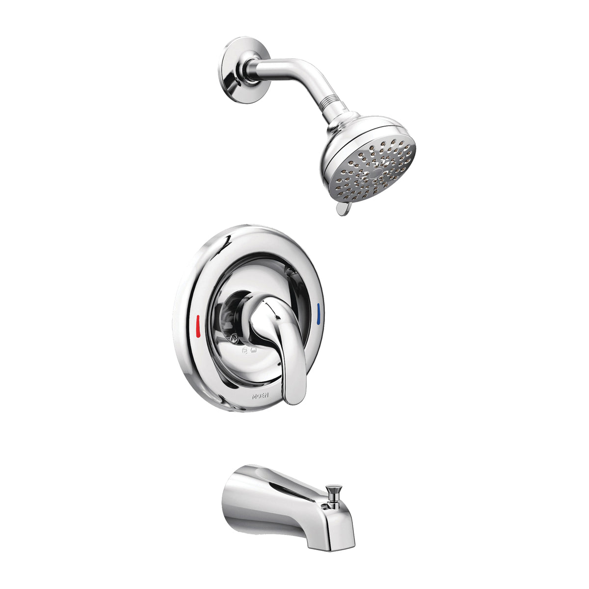 Moen Adler Series 82603 Tub and Shower Faucet, 1.75 gpm Showerhead, 1-Handle, Metal, Chrome Plated