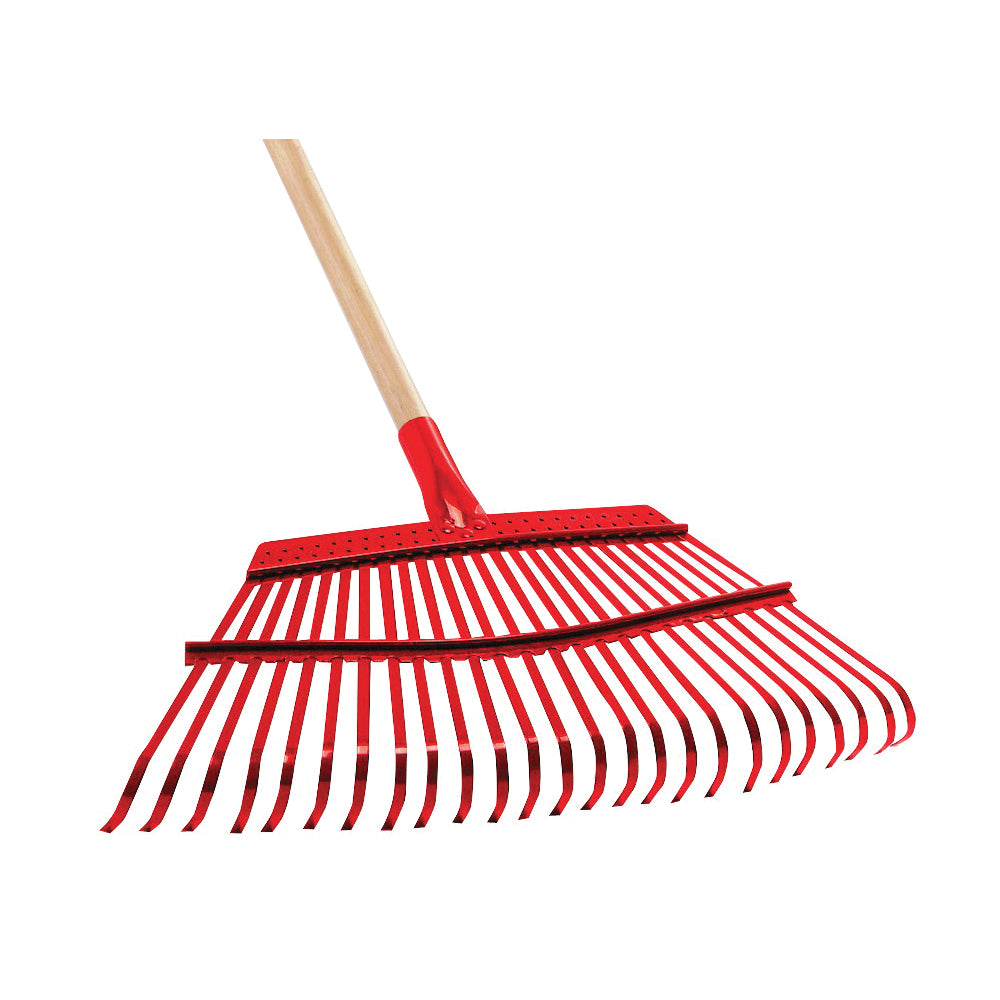 CORONA RK 62001 Leaf Rake, Steel Tine, 25-Tine, Wood Handle, 54 in L Handle