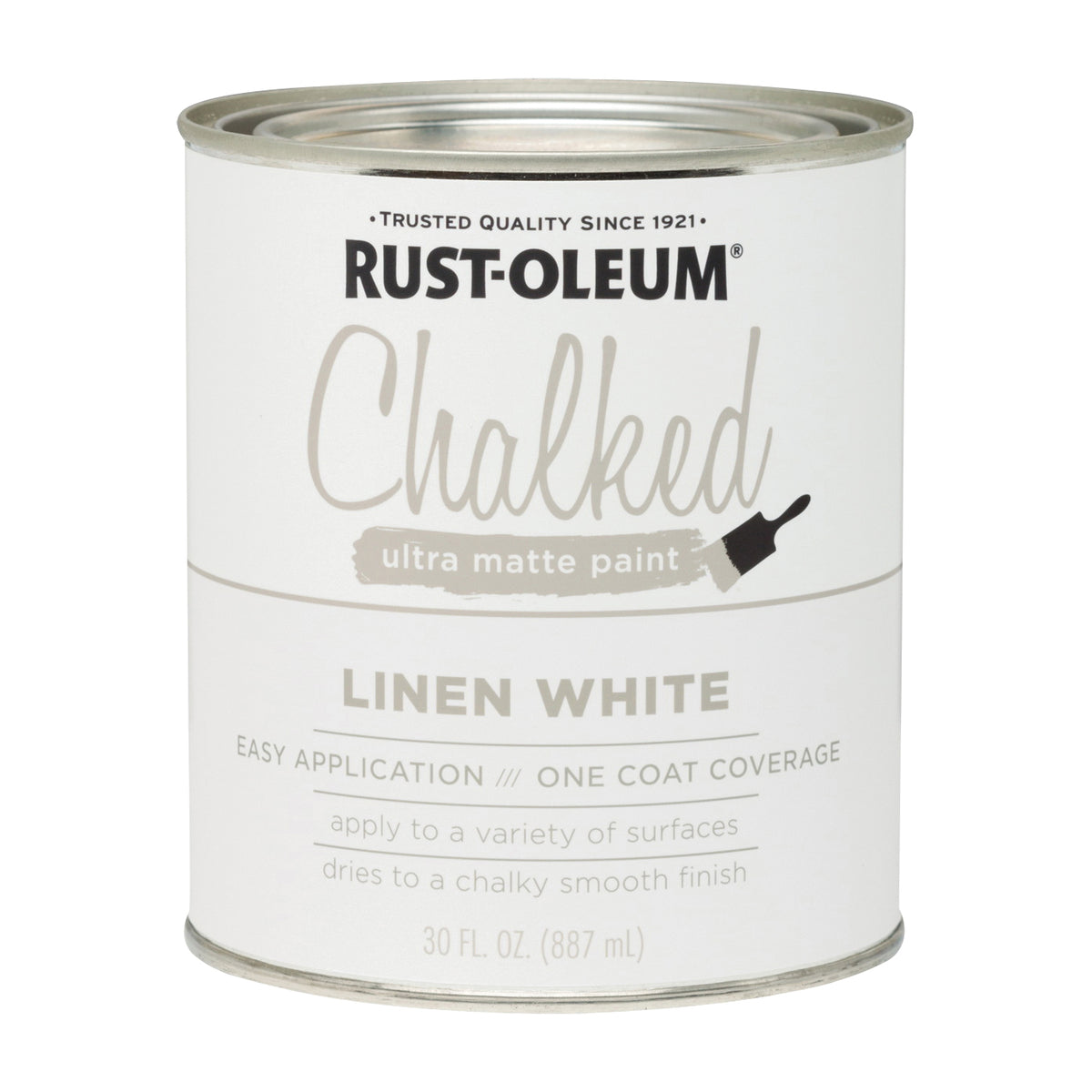 RUST-OLEUM Chalked 285140 Chalked Paint, Ultra Matte, Linen White, 30 oz, Quart
