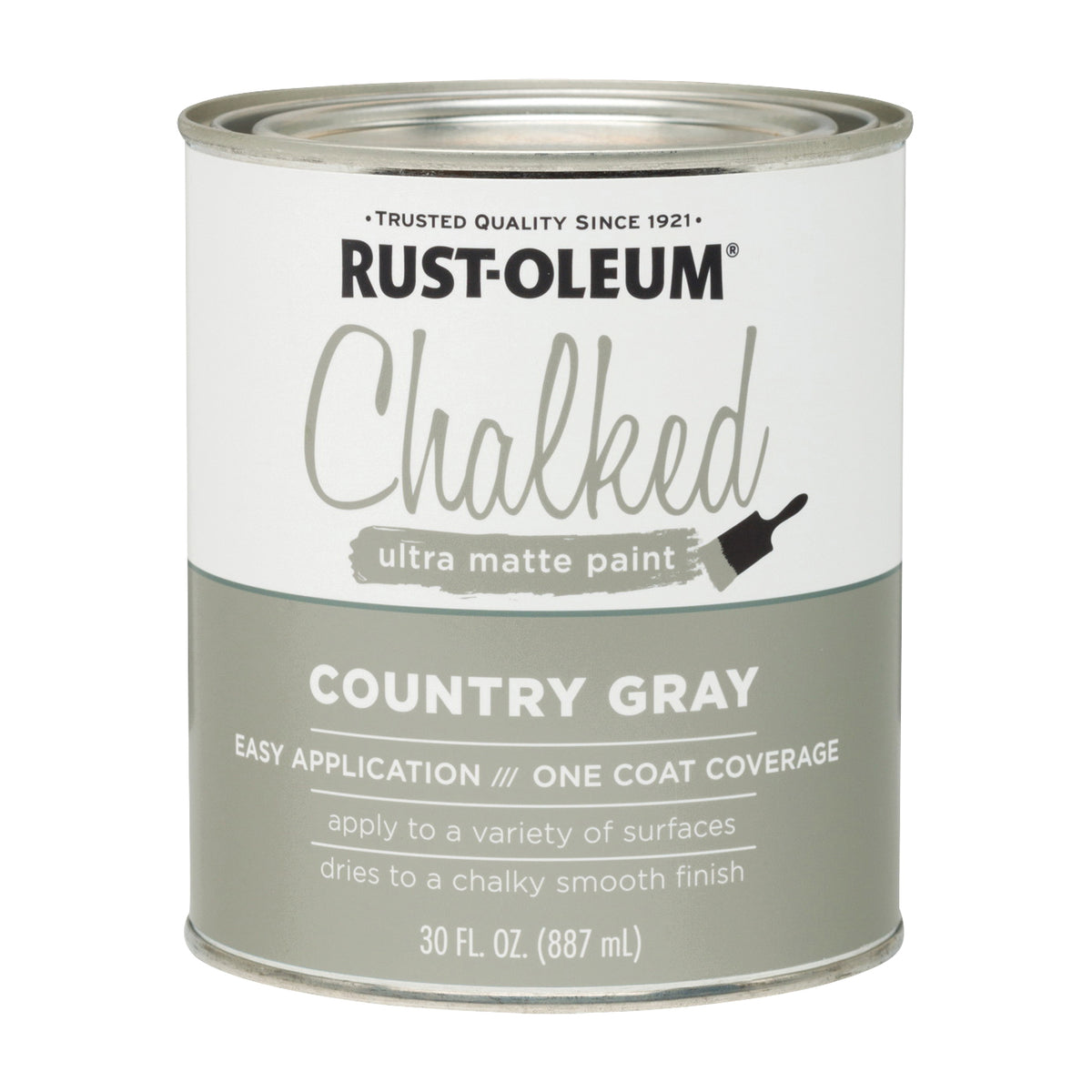 RUST-OLEUM Chalked 285141 Chalked Paint, Ultra Matte, Country Gray, 30 oz, Quart