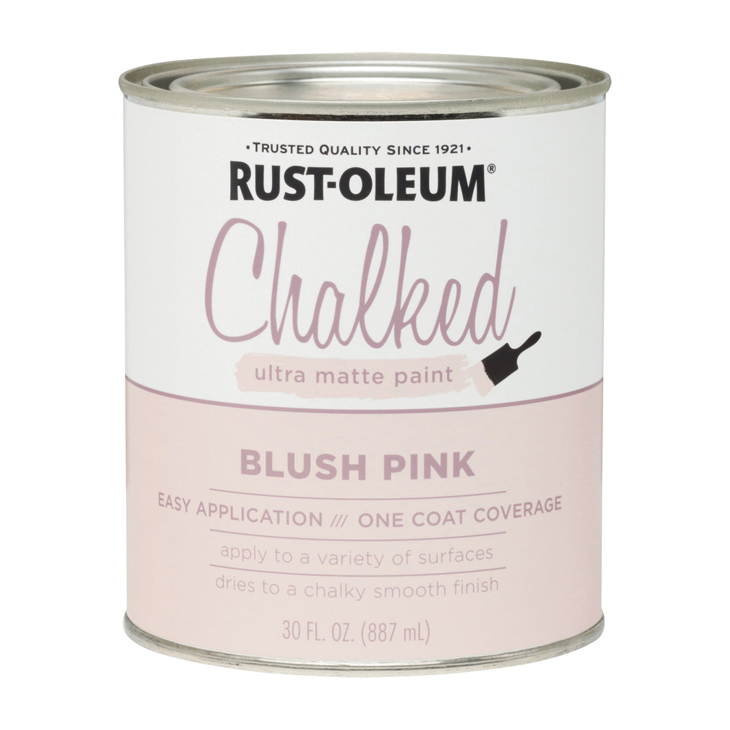 RUST-OLEUM Chalked 285142 Chalked Paint, Ultra Matte, Blush Pink, 30 oz, Quart