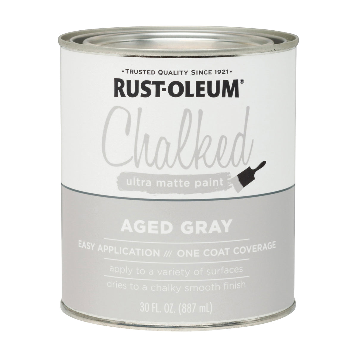 RUST-OLEUM Chalked 285143 Chalked Paint, Ultra Matte, Aged Gray, 30 oz, Quart