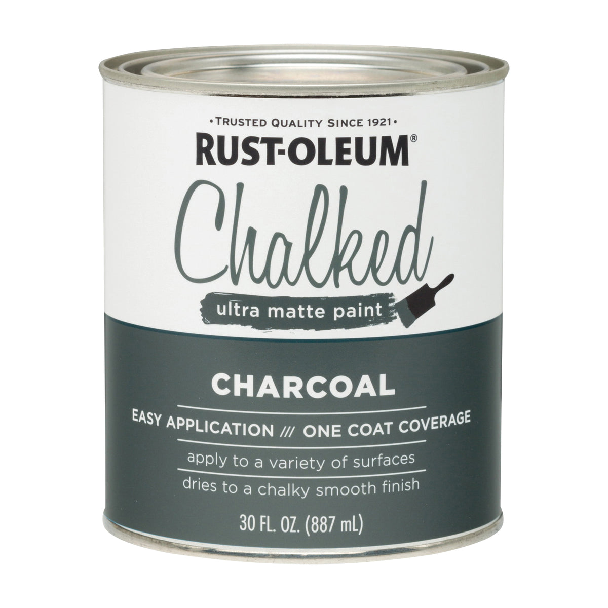 RUST-OLEUM Chalked 285144 Chalked Paint, Ultra Matte, Charcoal, 30 oz, Quart