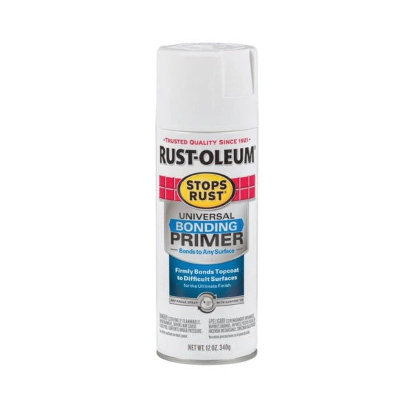 RUST-OLEUM STOPS RUST 285011 Universal Bonding Primer, White, Flat/Matte, 12 oz