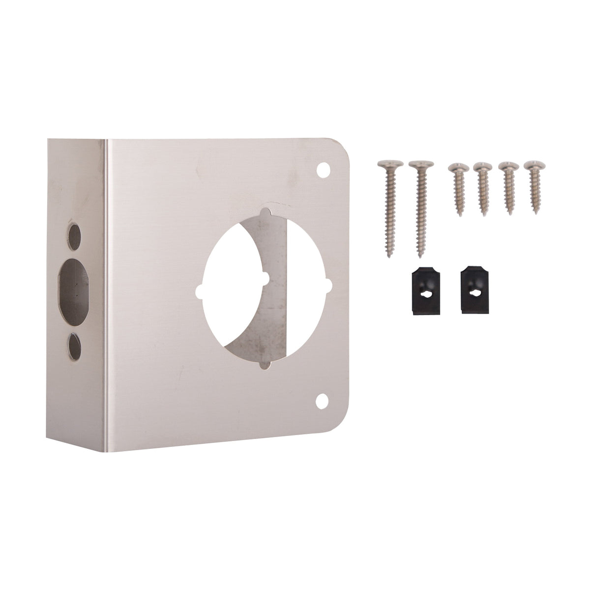 ProSource HSH-046SBN-PS Door Reinforcer, 2-3/4 in Backset, 1-3/4 in Thick Door, Steel, Satin Nickel, 4-1/2 in H