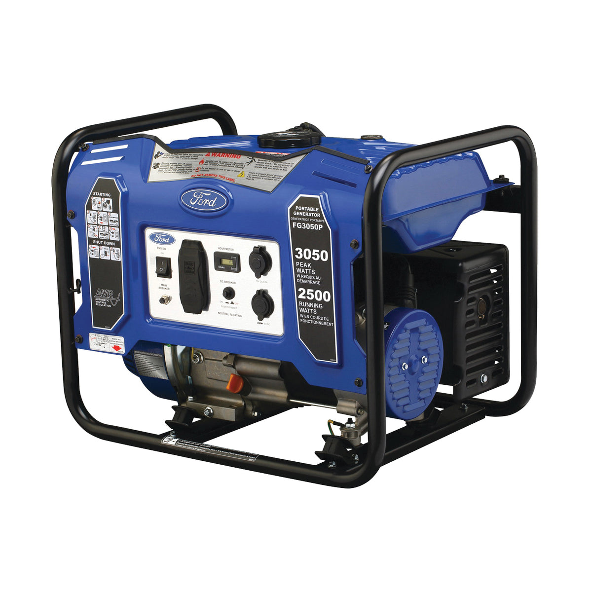 PULSAR FG3050P Portable Generator, 20 A, 120 V, Gas, 4 gal Tank, 11 hr Run Time