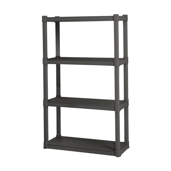 Sterilite 01643V01 Shelving Unit, 34-1/2 in OAW, 14-3/8 in OAD, 57 in OAH, 4-Shelf, Plastic, Gray