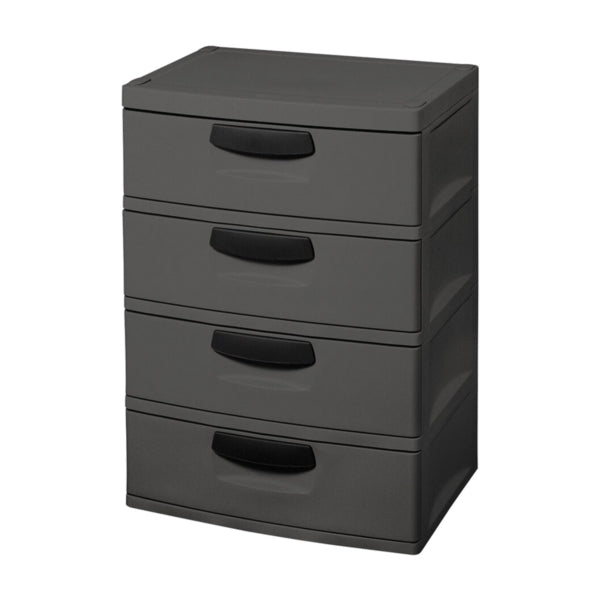Sterilite 01743V01 Drawer Unit, 4-Drawer, Plastic, 25-5/8 in OAW, 35-3/4 in OAH, 19-1/4 in OAD