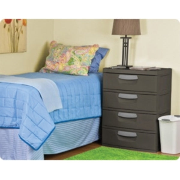 Sterilite 01743V01 Drawer Unit, 4-Drawer, Plastic, 25-5/8 in OAW, 35-3/4 in OAH, 19-1/4 in OAD