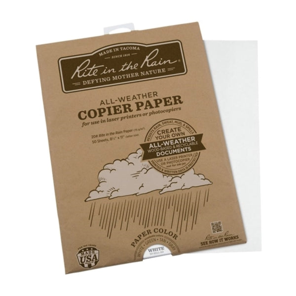 Rite in the Rain 8511-50 All-Weather Printer Paper, 11 in L x 8-1/2 in W, White
