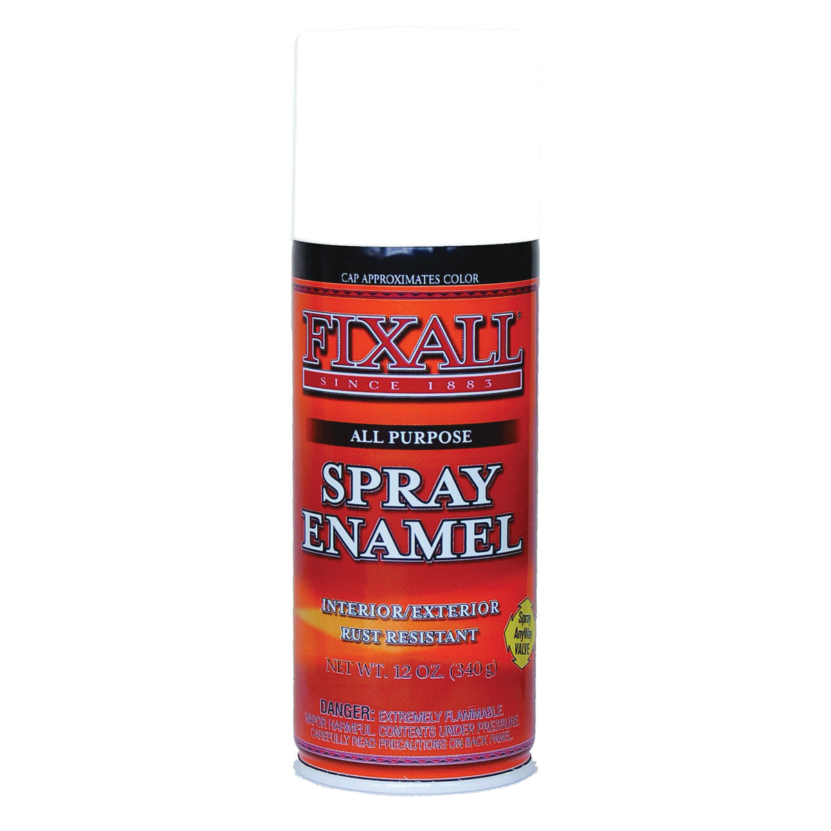 FixALL F1301 Enamel Spray Paint, Gloss, White, 12 oz, Aerosol Can