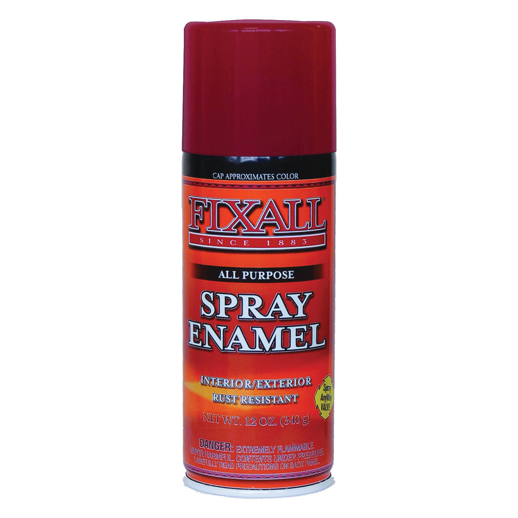 FixALL F1304 Enamel Spray Paint, Bright Red, 12 oz, Aerosol Can
