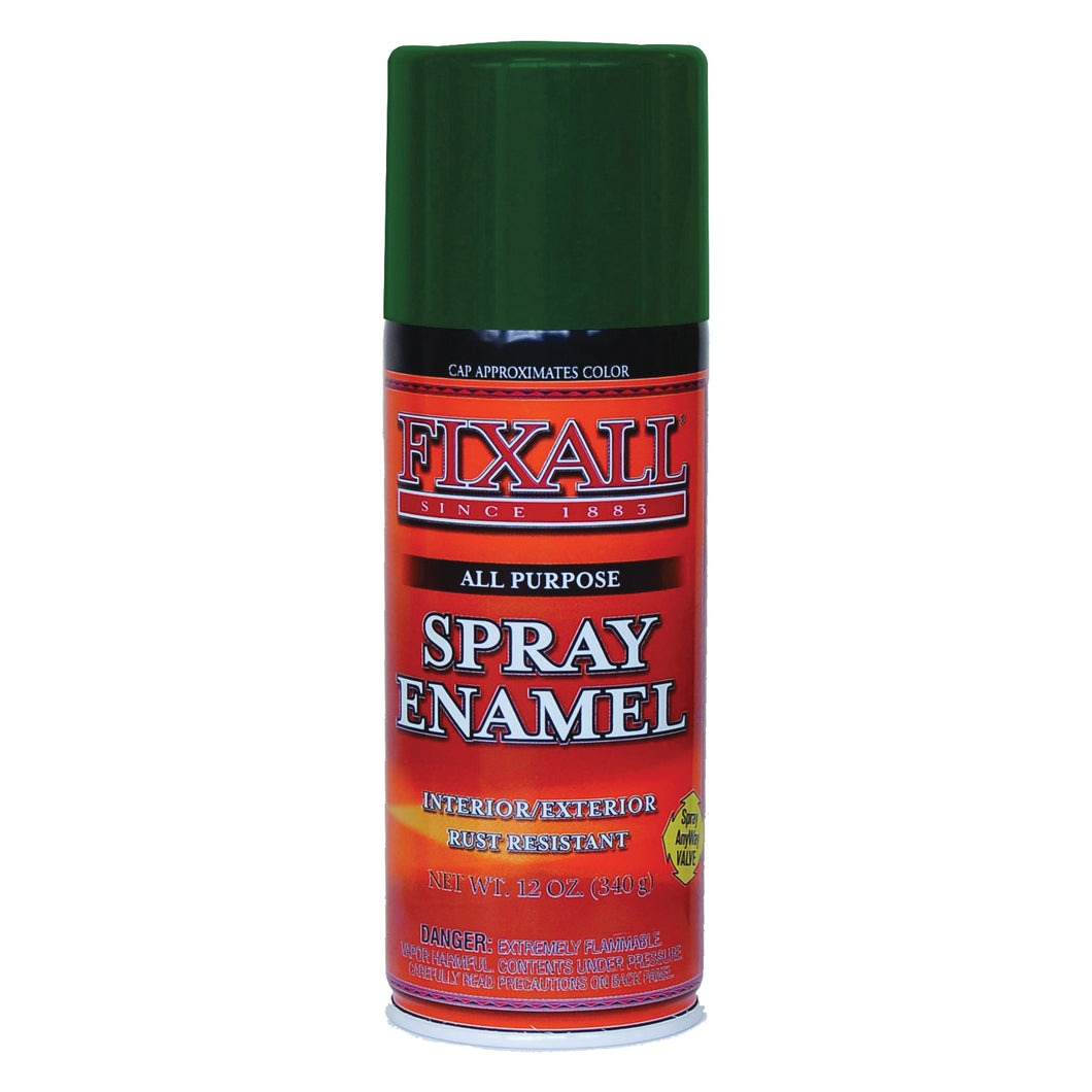 FixALL F1305 Enamel Spray Paint, Dark Green, 12 oz, Aerosol Can