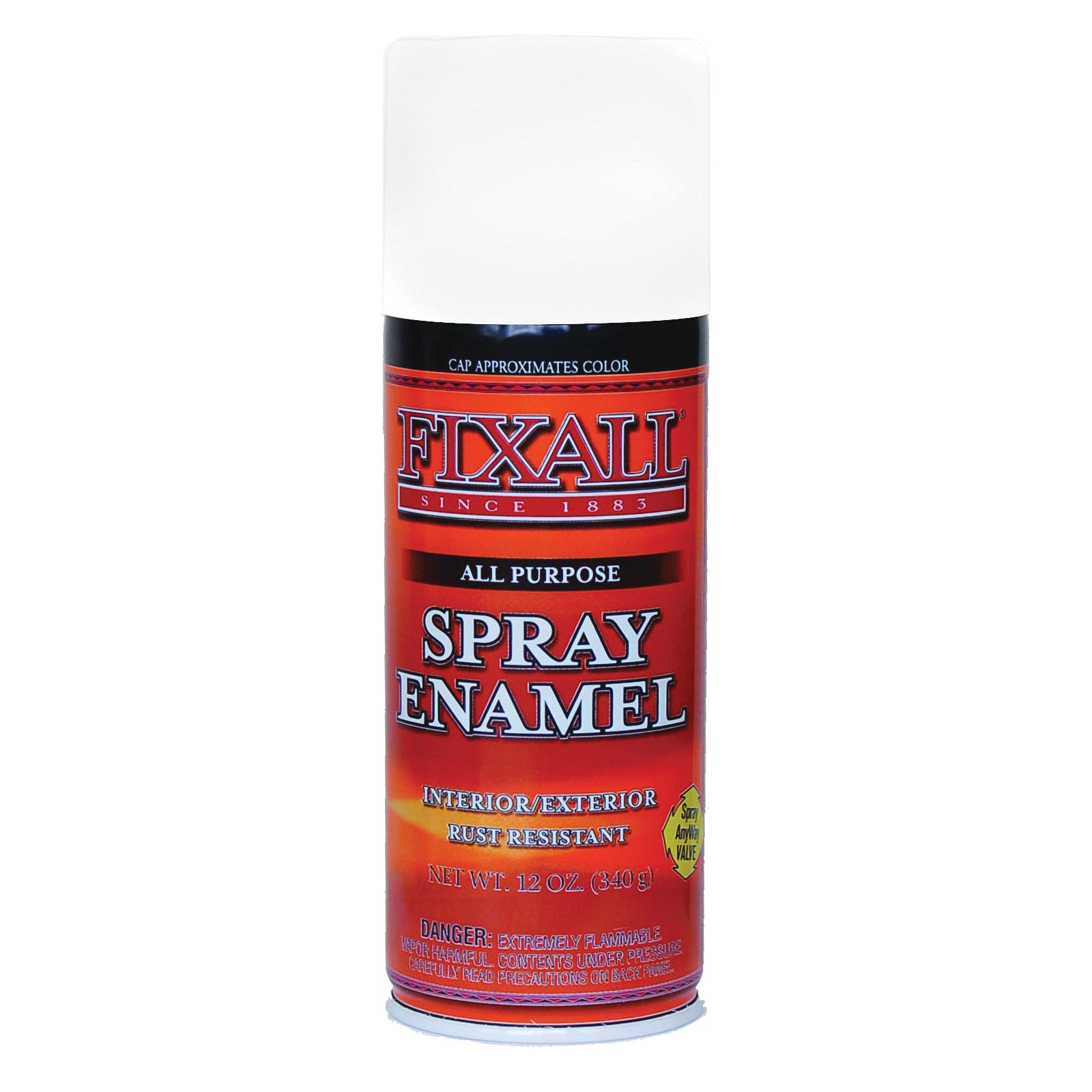 FixALL F1311 Enamel Spray Paint, Flat, White, 12 oz, Aerosol Can