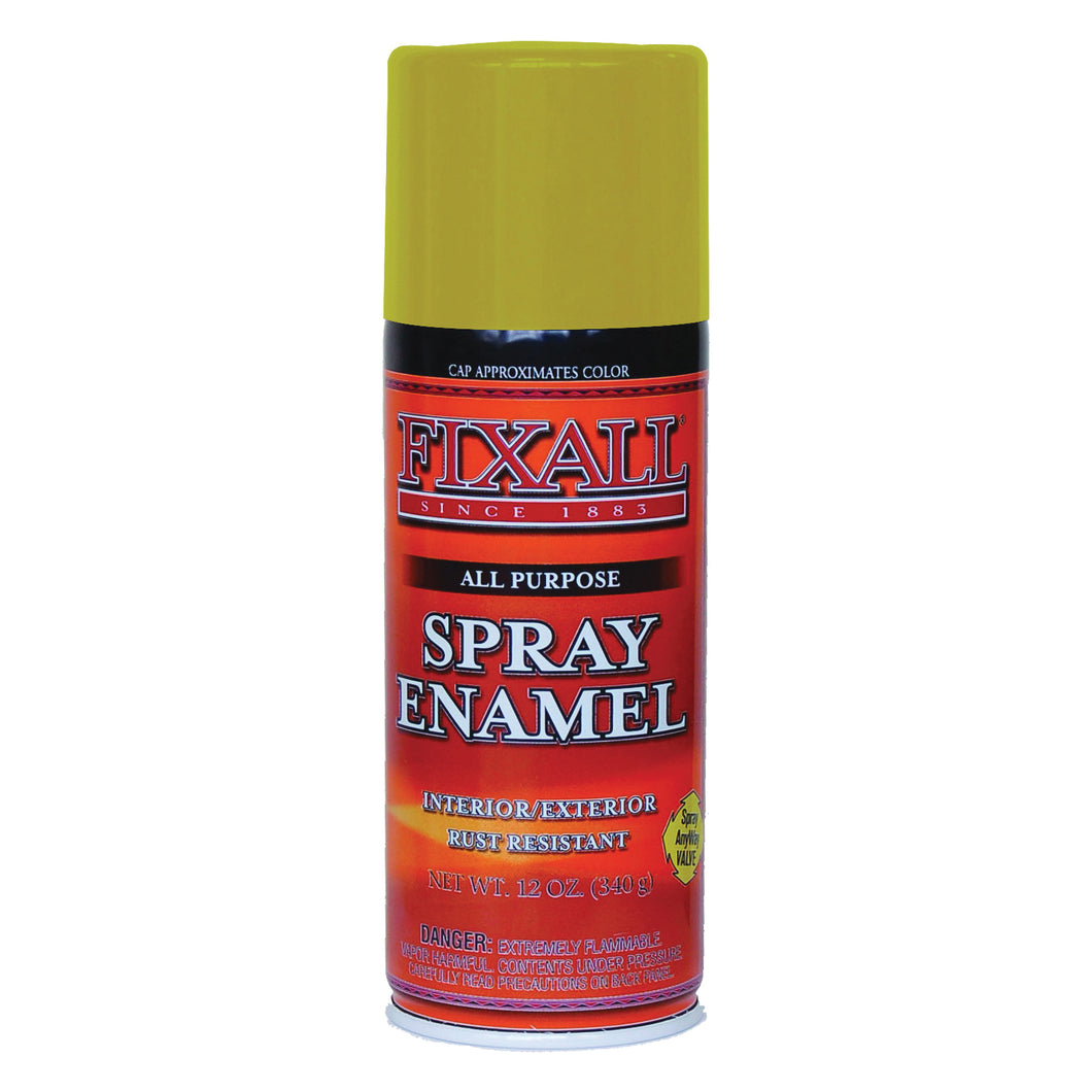 FixALL F1350 Enamel Spray Paint, Cat Yellow, 12 oz, Aerosol Can
