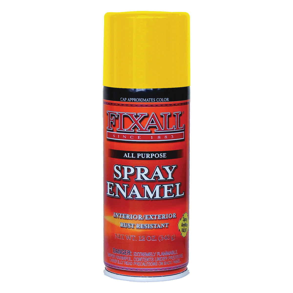 FixALL F1353 Enamel Spray Paint, Yellow, 12 oz, Aerosol Can