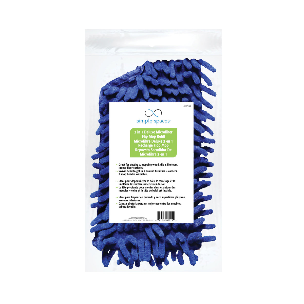 Simple Spaces 7015 Deluxe Dust Mop Refill, Screw, Microfiber