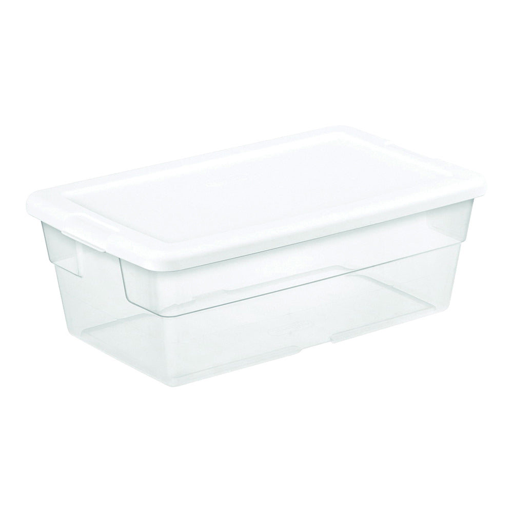 Sterilite 16428012 Storage Box, Plastic, Clear/White, 13-5/8 in L, 8-1/4 in W, 4-7/8 in H