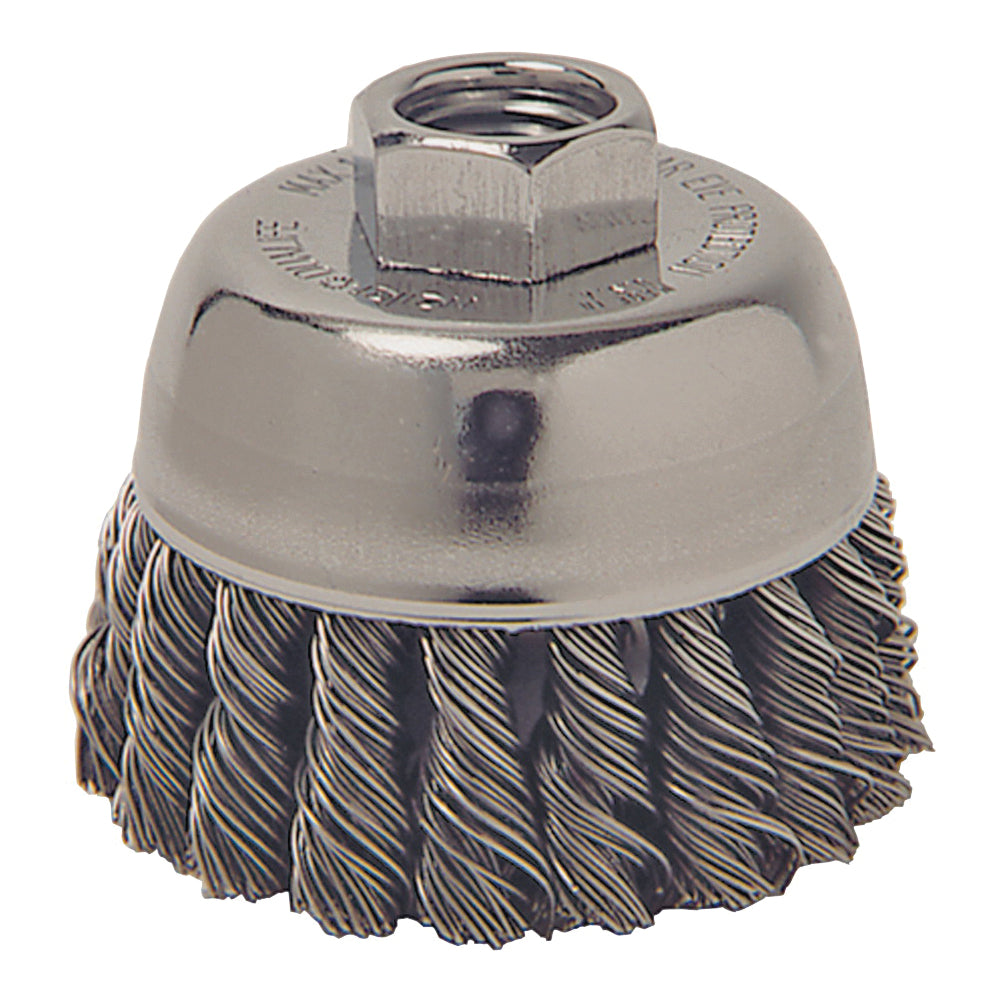 Weiler 36038 Wire Cup Brush, 3 in Dia, 5/8-11 Arbor/Shank, Steel Bristle