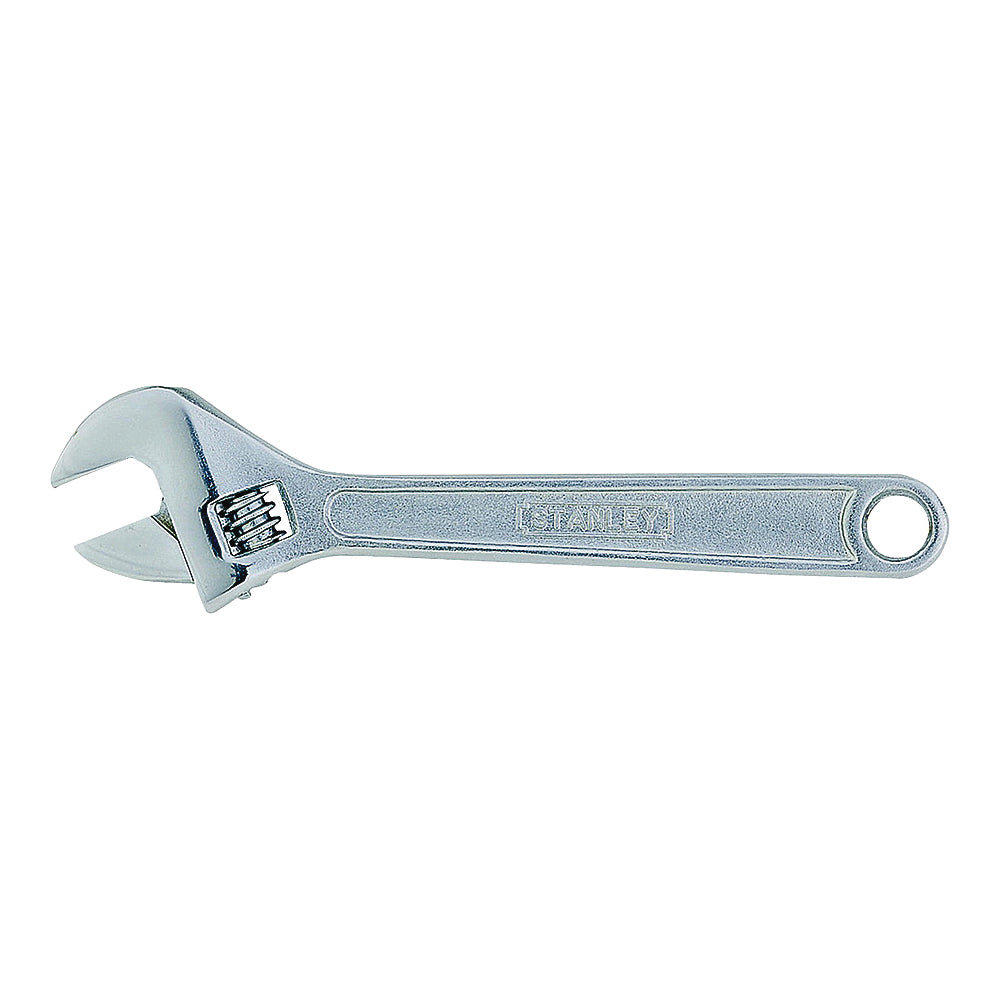 STANLEY 87-471 Adjustable Wrench, 10 in OAL, 1-2/11 in Jaw, Steel, Chrome, Plain-Grip Handle