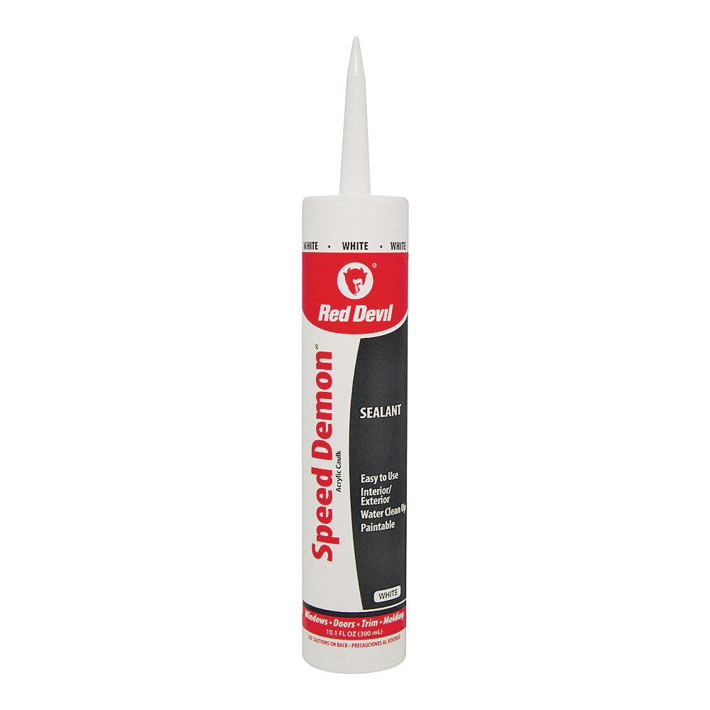 Red Devil SPEED DEMON 0736 General-Purpose Acrylic Caulk, White, 40 to 90 deg F, 10.1 fl-oz Cartridge