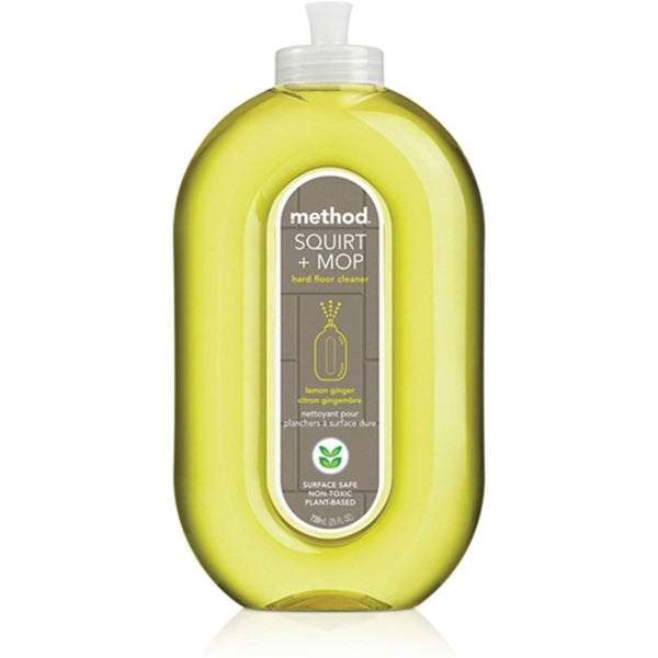 method Squirt + Mop 563 Hard Floor Cleaner, 25 oz Bottle, Liquid, Lemon Ginger, Yellow