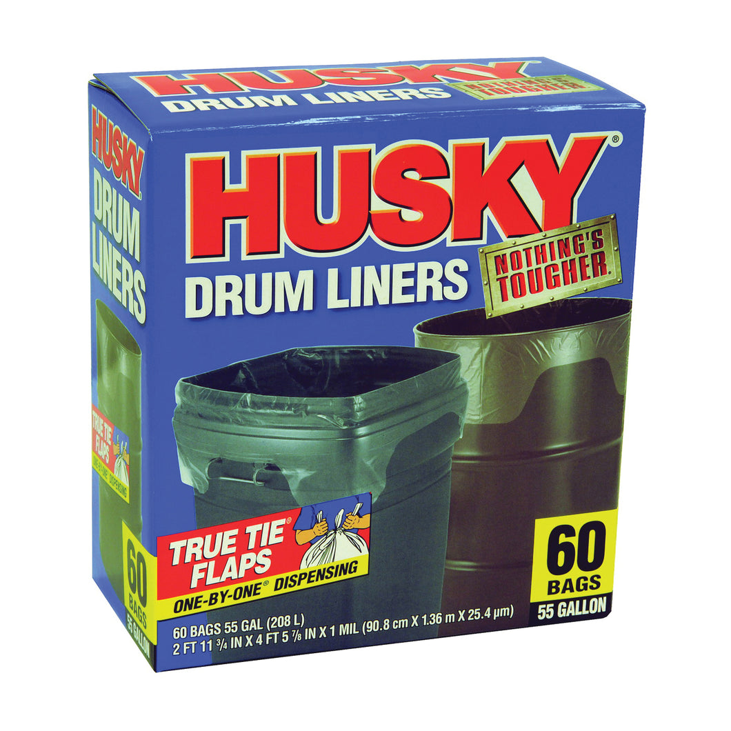 Husky HK55WC060C Drum Liner, 55 gal Capacity, Plastic, Clear