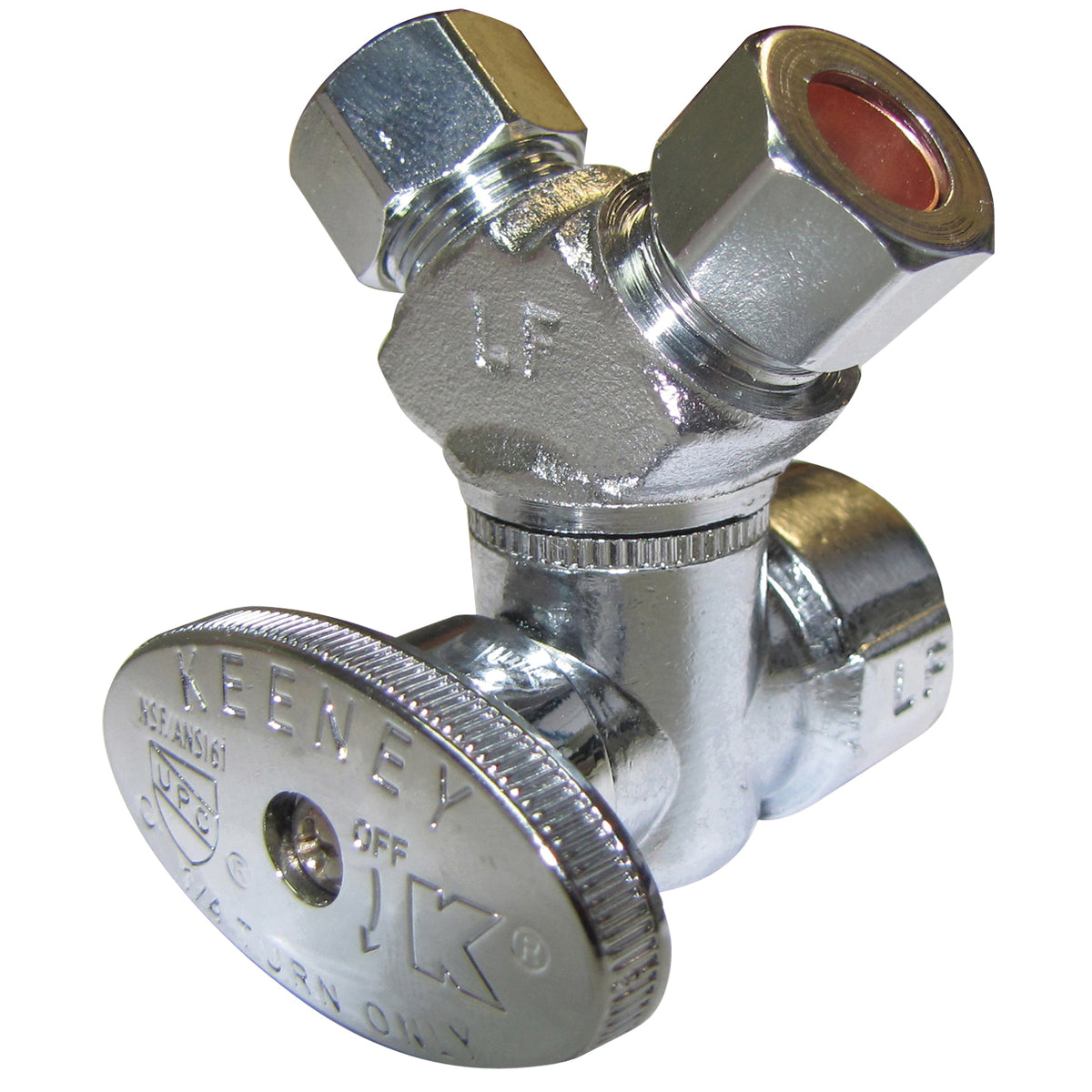 Plumb Pak PP2901VLF Stop Valve, 1/2 x 3/8 x 3/8 in Connection, FIP x Compression x Compression