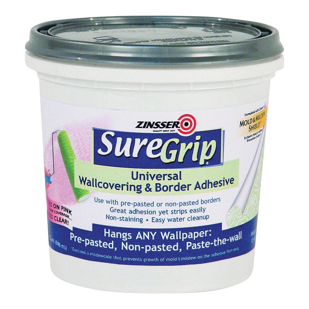 ZINSSER 2874 Wallcovering Adhesive Clear, Clear, 1 qt Can