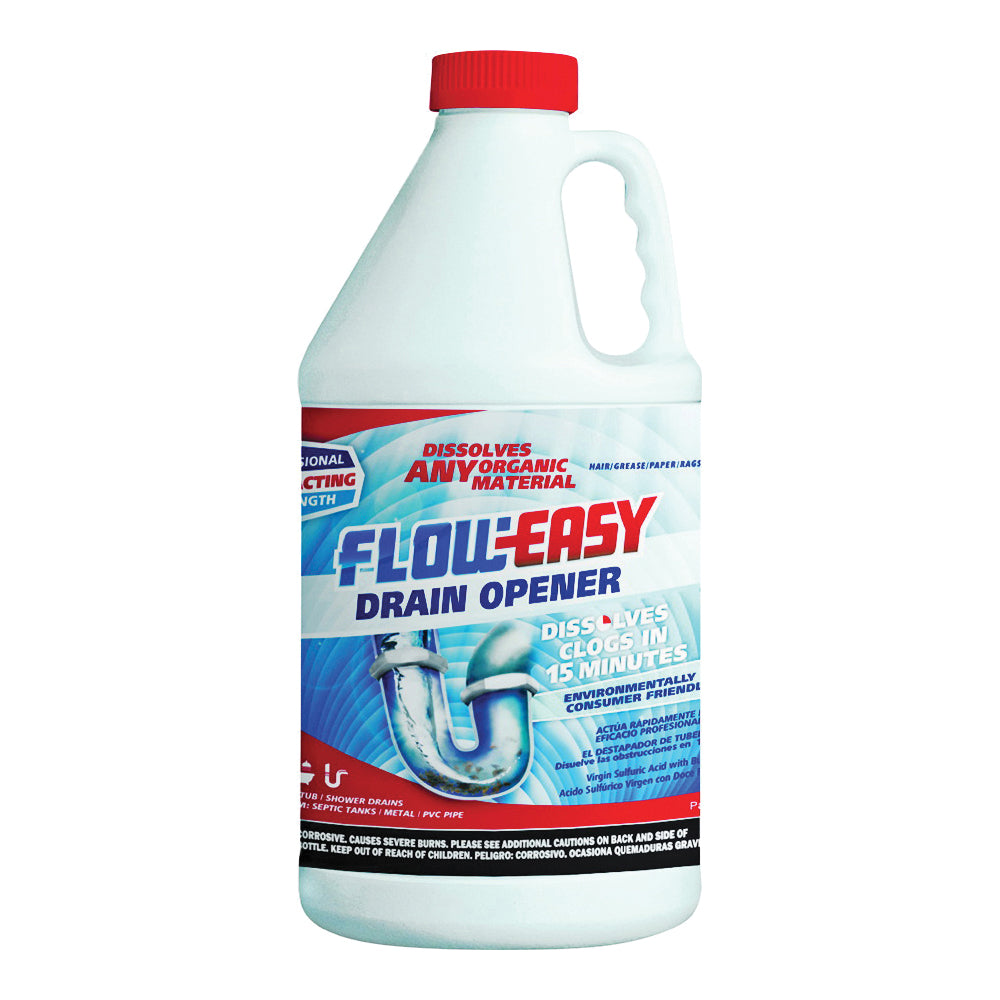 FLOW-EASY FE64 Drain Opener, Oily Liquid, Dark Brown, Odorless, 0.5 gal Bottle