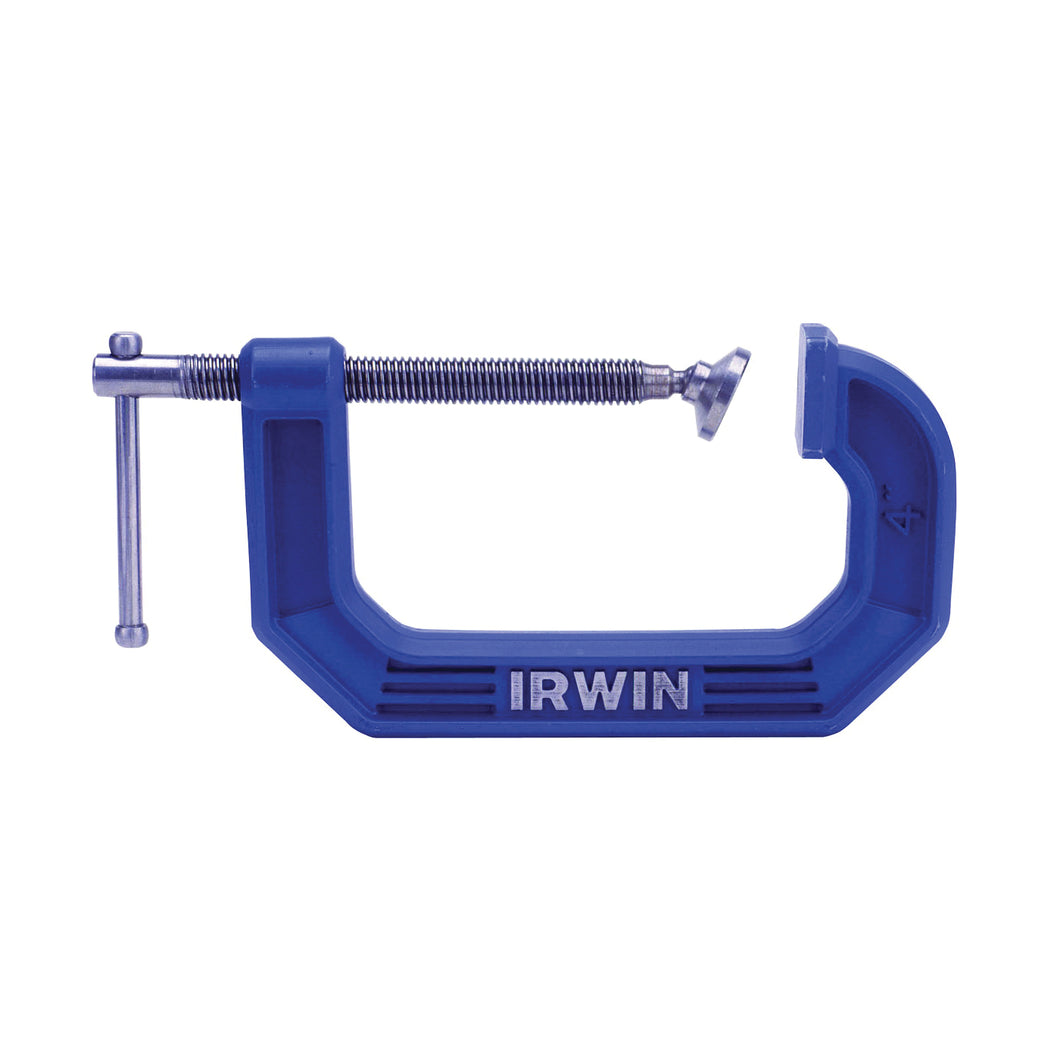 IRWIN 2025101 C-Clamp, 10 lb Clamping, 1-1/2 in Max Opening Size, 1-1/2 in D Throat, Steel Body, Blue Body