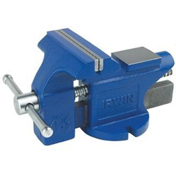 IRWIN 2026303 Bench Vise, 4 in Jaw Opening, 4-1/2 in W Jaw, 2-3/8 in D Throat, Cast Iron/Steel, Pipe Jaw