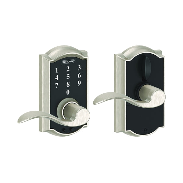 Schlage Camelot Series FE695VCAMXACC619 Keypad Lock, Satin Nickel, 2-3/8 x 2-3/4 in Backset