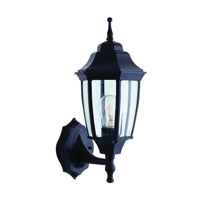 Boston Harbor BRT-BPP1611-BK Outdoor Wall Lantern, 120 V, 60 W, A19 or CFL Lamp, Aluminum Fixture, Black