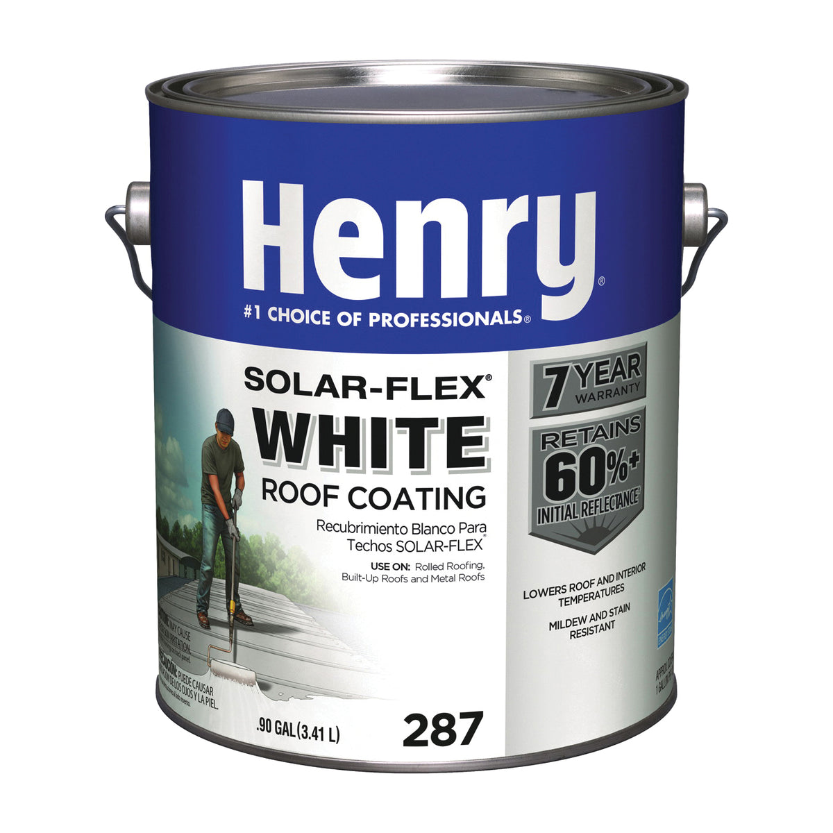 Henry HE287SF046 Elastomeric Roof Coating, White, 0.9 gal Pail, Cream