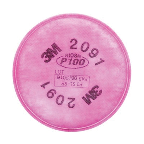 3M P Series 2091PA1-A-NA Particulate Filter, Pink, For: 3M Respirators 6000 and 7000 Series, 3M Full Facepiece FF400