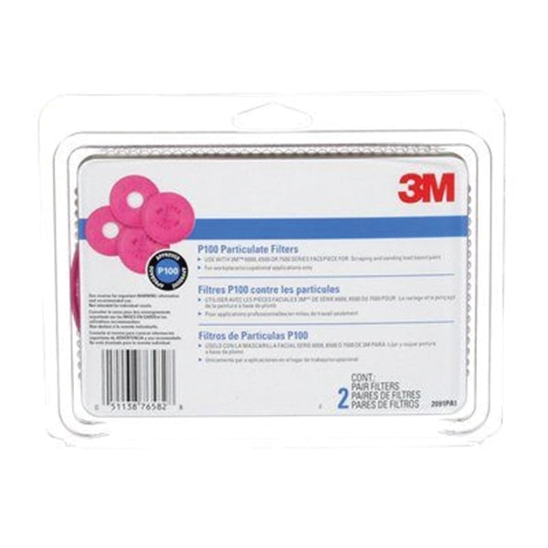 3M P Series 2091PA1-A-NA Particulate Filter, Pink, For: 3M Respirators 6000 and 7000 Series, 3M Full Facepiece FF400