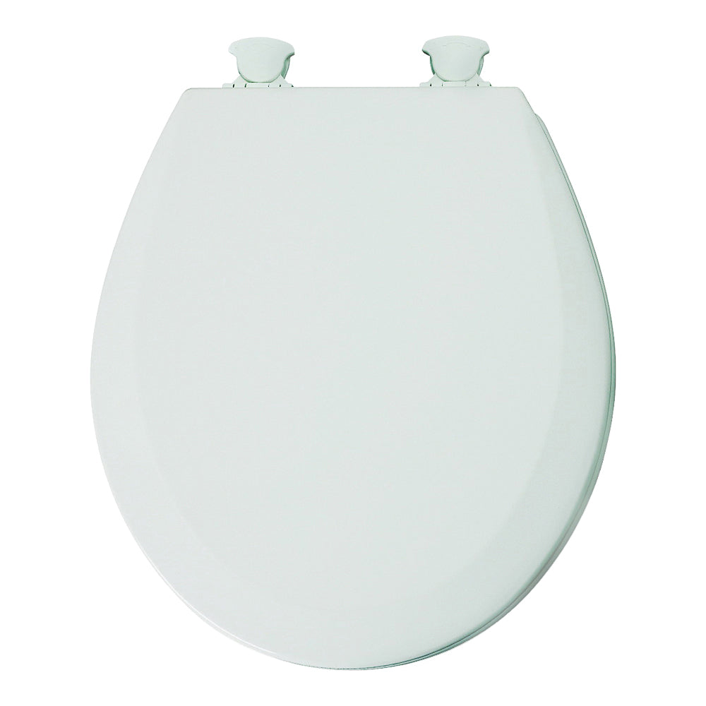 Mayfair 41ECDG-000 Toilet Seat, Round, Wood, White, Twist Hinge