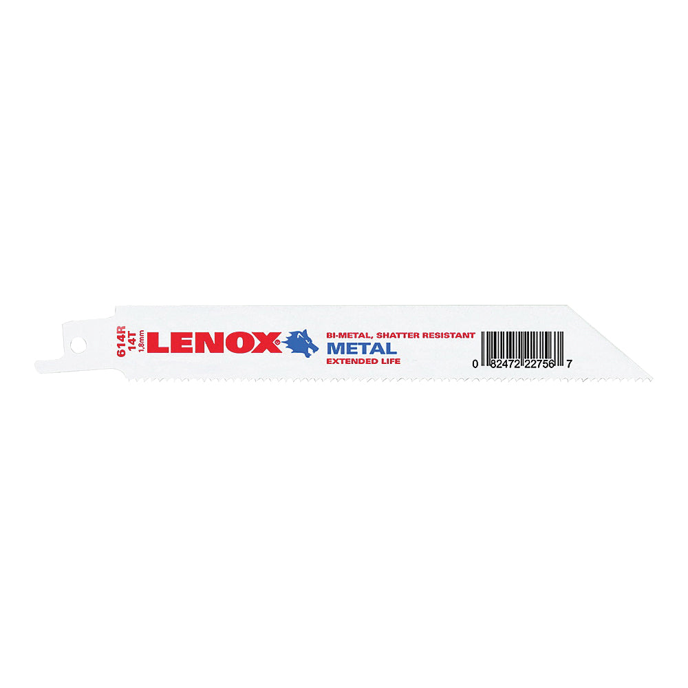 Lenox 22756OSB614R Reciprocating Saw Blade, 3/4 in W, 6 in L, 14 TPI, Steel Cutting Edge