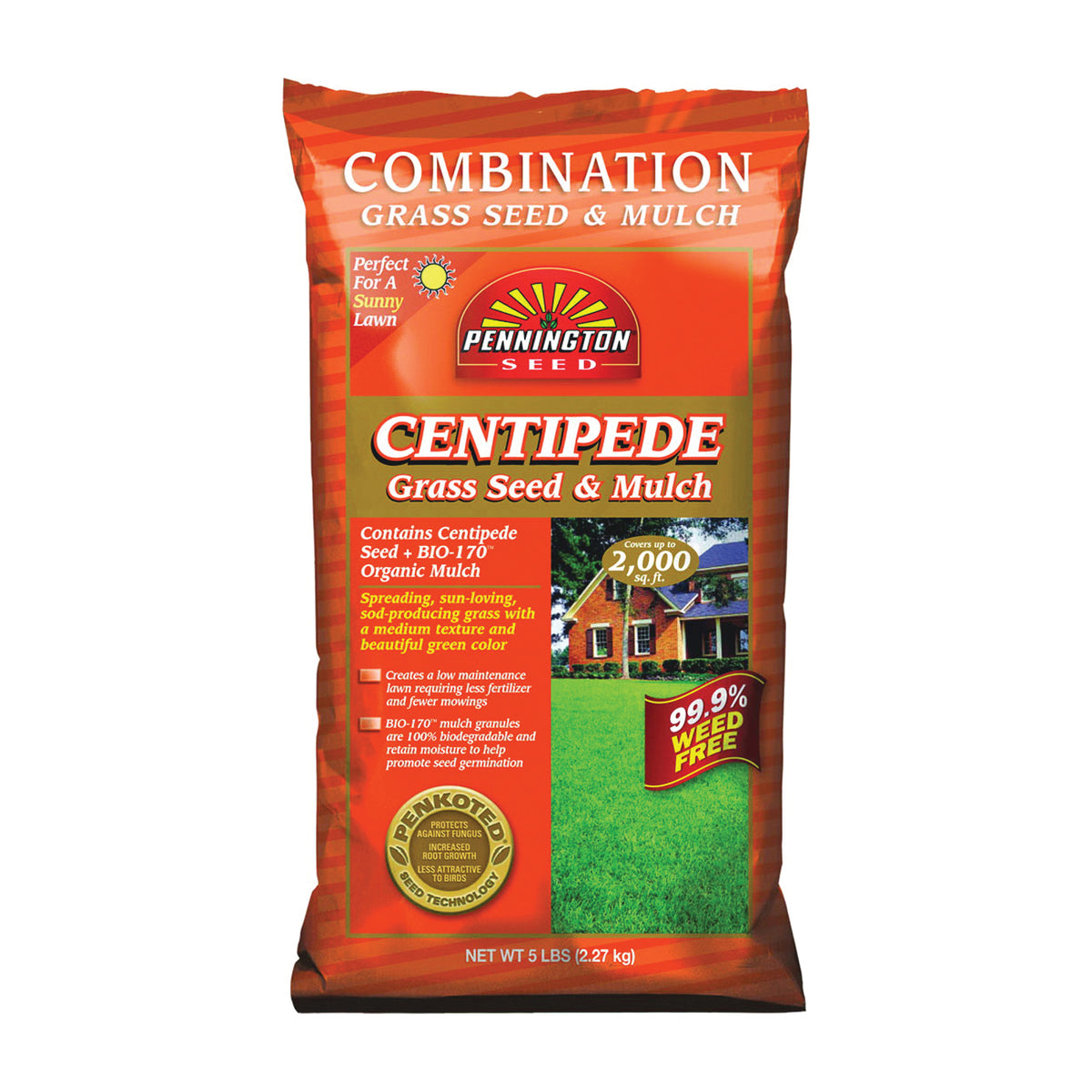 Pennington 100081628 Centipede Grass Seed and Mulch, 5 lb