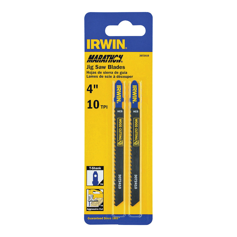 IRWIN 3072410 Jig Saw Blade, 4 in L, 10 TPI