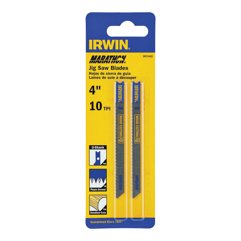 IRWIN 3071412 Jig Saw Blade, 4 in L, 10 TPI