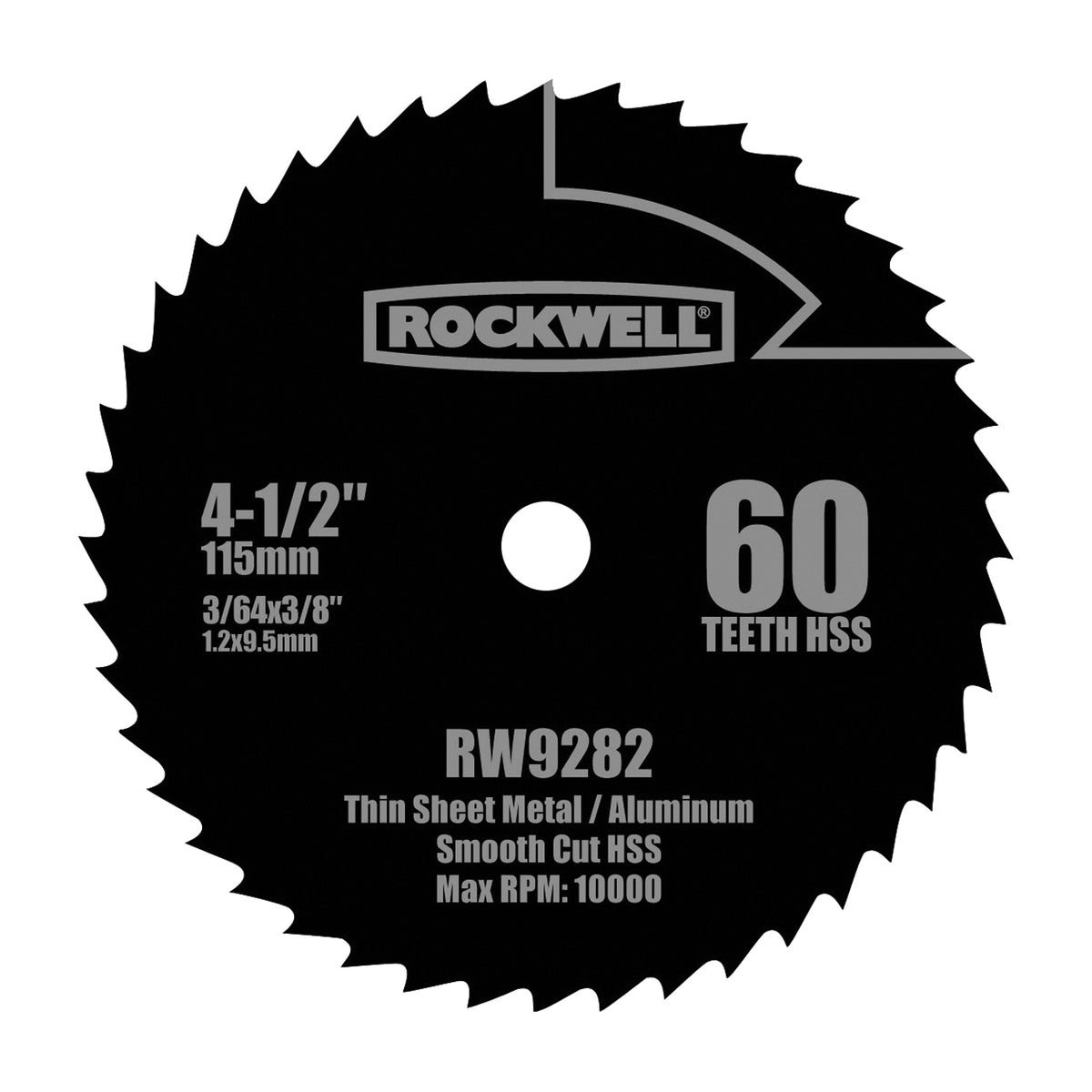 ROCKWELL RW9282 Circular Saw Blade, 4-1/2 in Dia, 3/8 in Arbor, 60-Teeth
