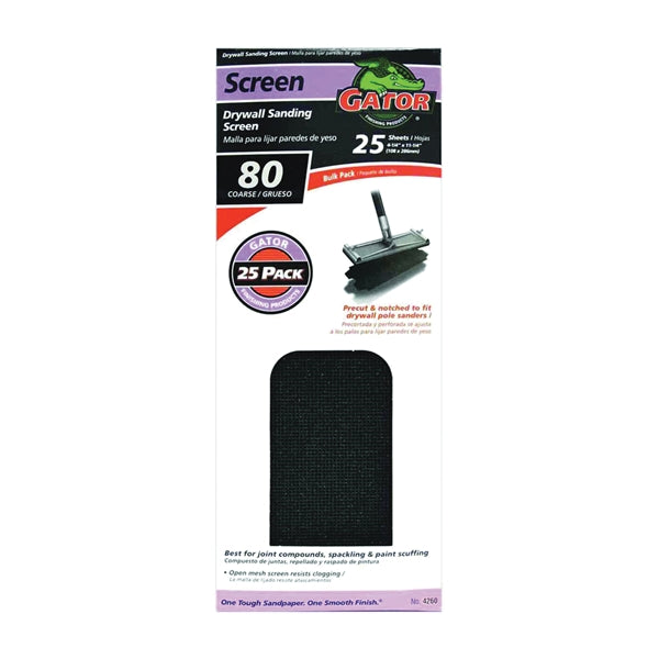 Gator 3304 Sandscreen, 11 in L, 4-3/8 in W, 80 Grit, Gator, Silicon Carbide Abrasive
