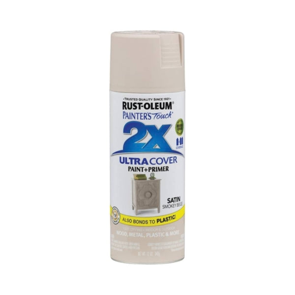 RUST-OLEUM PAINTER'S Touch 299883 Satin Spray Paint, Satin, Smokey Beige, 12 oz, Aerosol Can