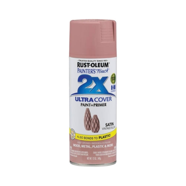 RUST-OLEUM PAINTER'S Touch 299887 Satin Spray Paint, Satin, Vintage Blush, 12 oz, Aerosol Can