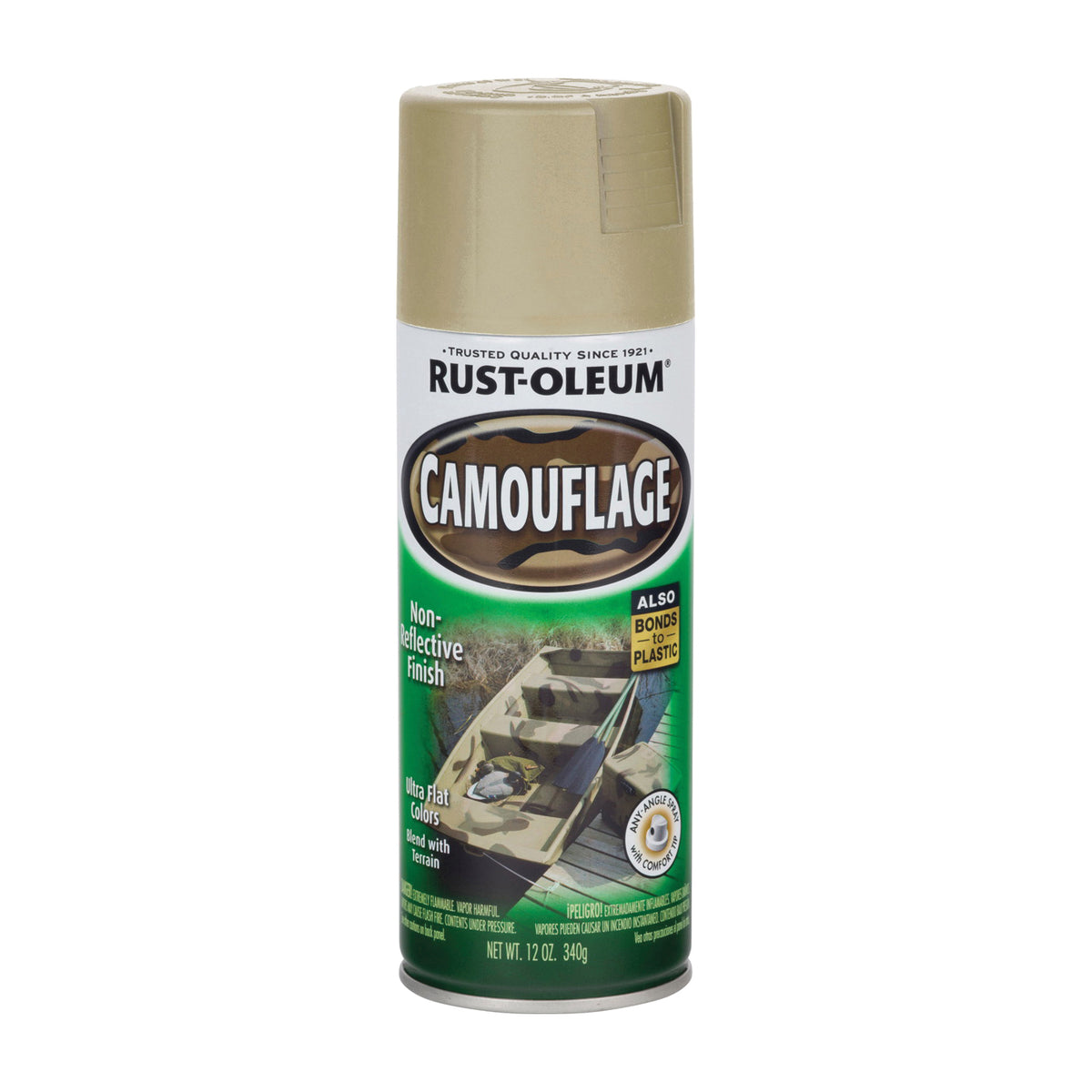 RUST-OLEUM 263653 Camouflage Spray Paint, Ultra Flat, Sand, 12 oz, Aerosol Can
