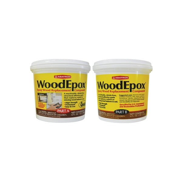 ABATRON WoodEpox WE2QKR Wood Restoration System, Paste, Slight Ammonia, Tan/White, 2 qt