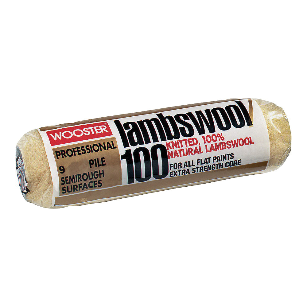 WOOSTER R291-9 Paint Roller Cover, 1/2 in Thick Nap, 9 in L, Lambs Wool Cover, Buff